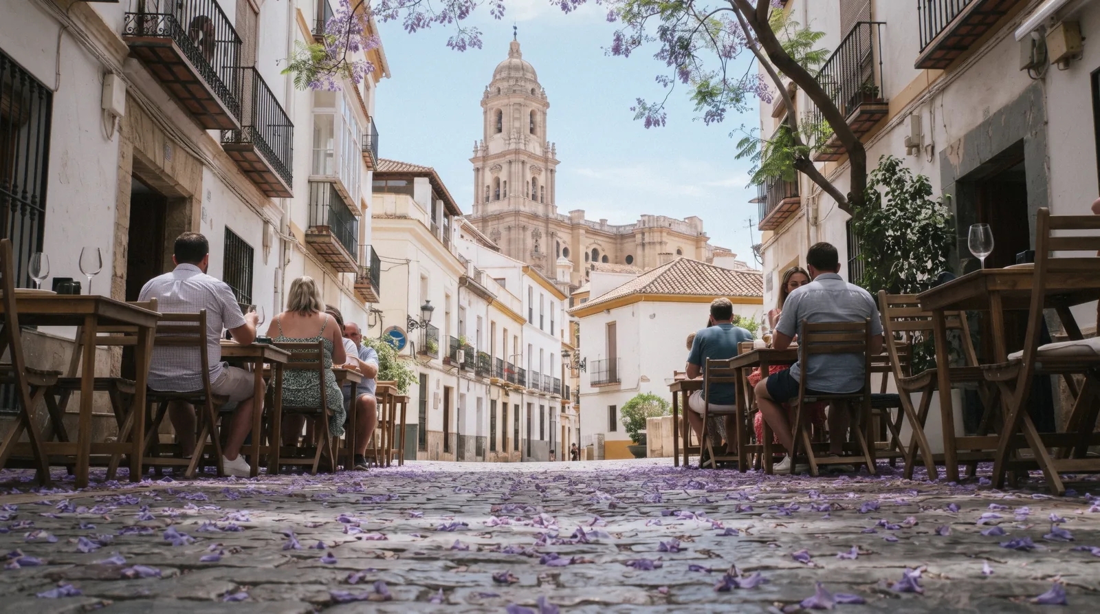 Morning light on the Alcazaba walls above an almost empty Calle Alcazabilla, the quiet hour that decides the best time to visit Málaga