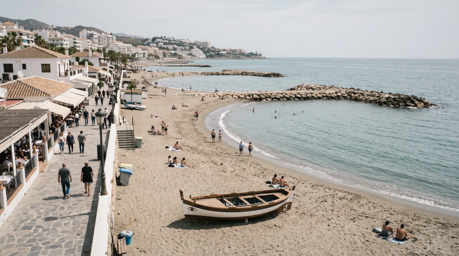 Boats on the sand at Pedregalejo in Málaga