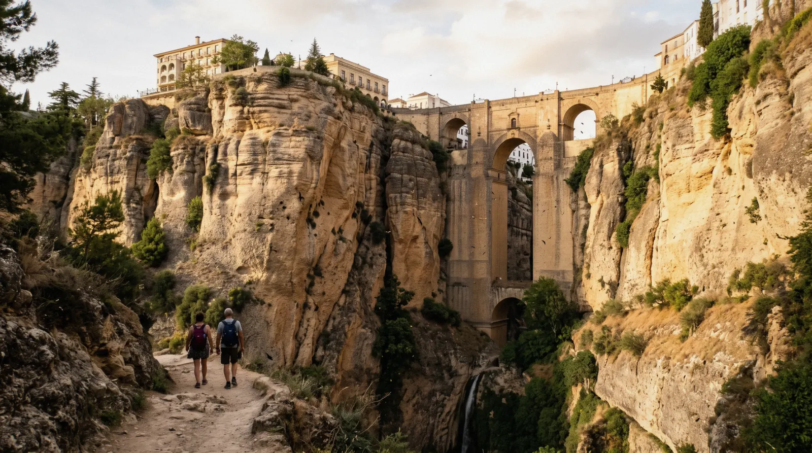 The gorge and bridge at Ronda seen from the edge