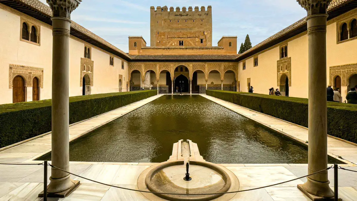 Court of the Lions in the Nasrid Palaces on an Alhambra day trip from the Málaga cruise port