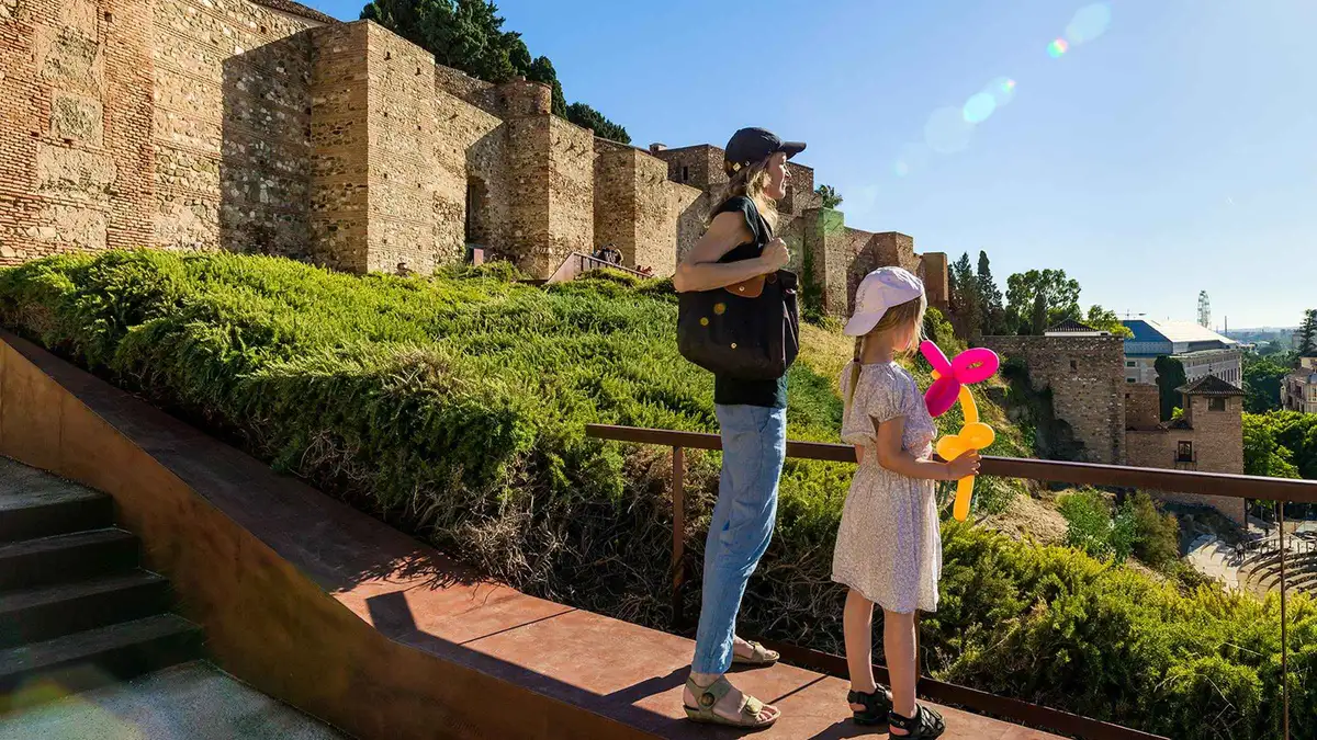 Ramparts of Gibralfaro Castle seen from the Alcazaba gardens, Alcazaba and Castillo de Gibralfaro ticket with audio guide in Málaga