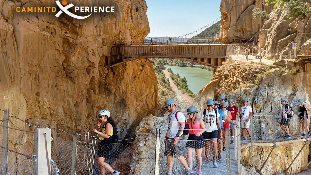 Morning light on the Caminito del Rey walkway above the Gaitanes gorge, a half-day coach trip from Malaga